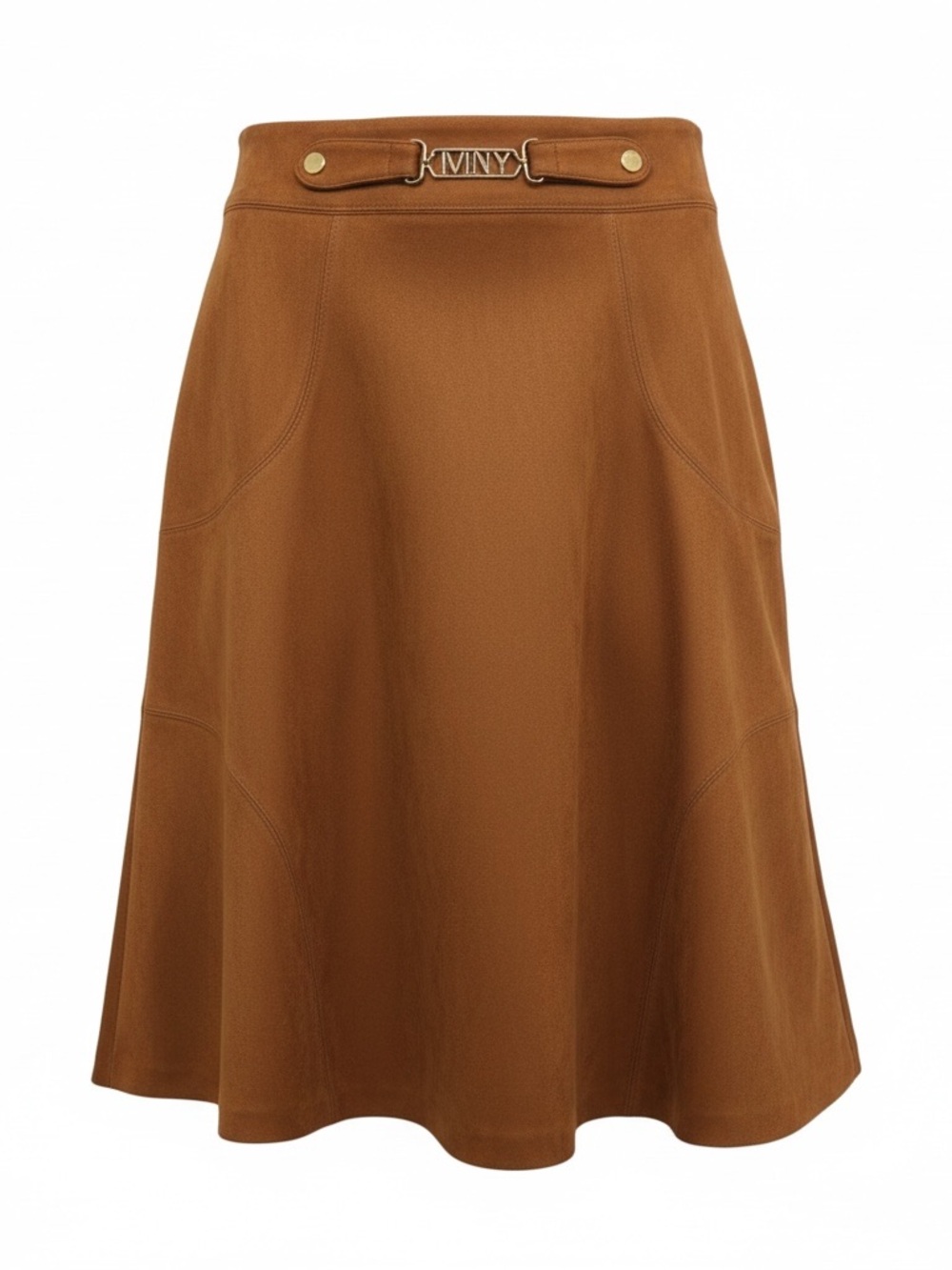 Marc New York Cognac Vegan Suede Skirt  Minimalist Equestrian Western Old Money